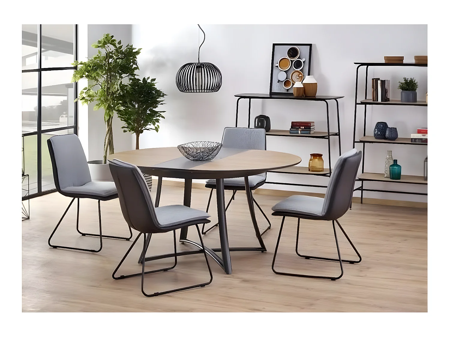 Esstisch Moretti (118x148)/Rund/MDF//Braun&Grau