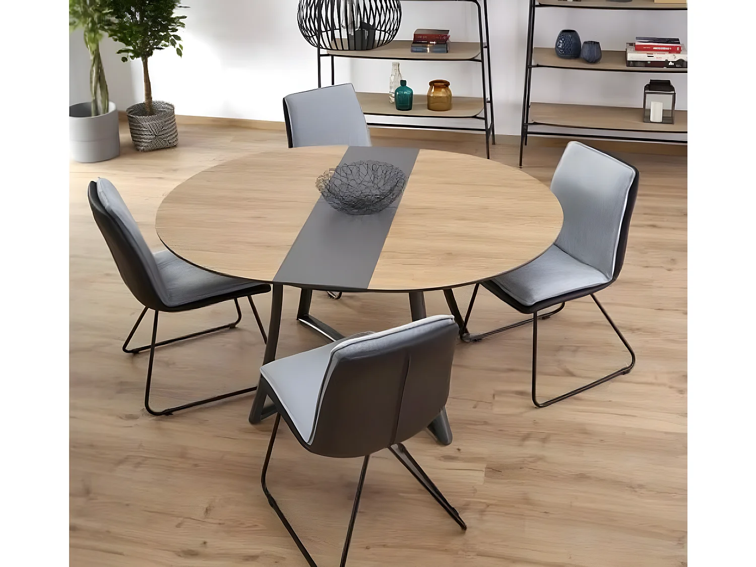 Esstisch Moretti (118x148)/Rund/MDF//Braun&Grau