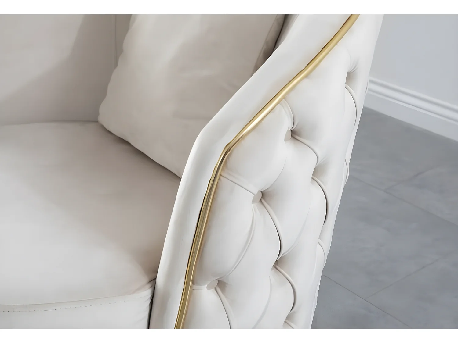 Fauteuil Ludvig/housse velours/beige