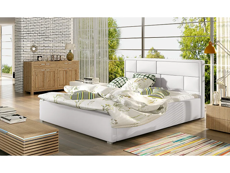 Bett Quadro M (160x200)/Stoff-Weiss