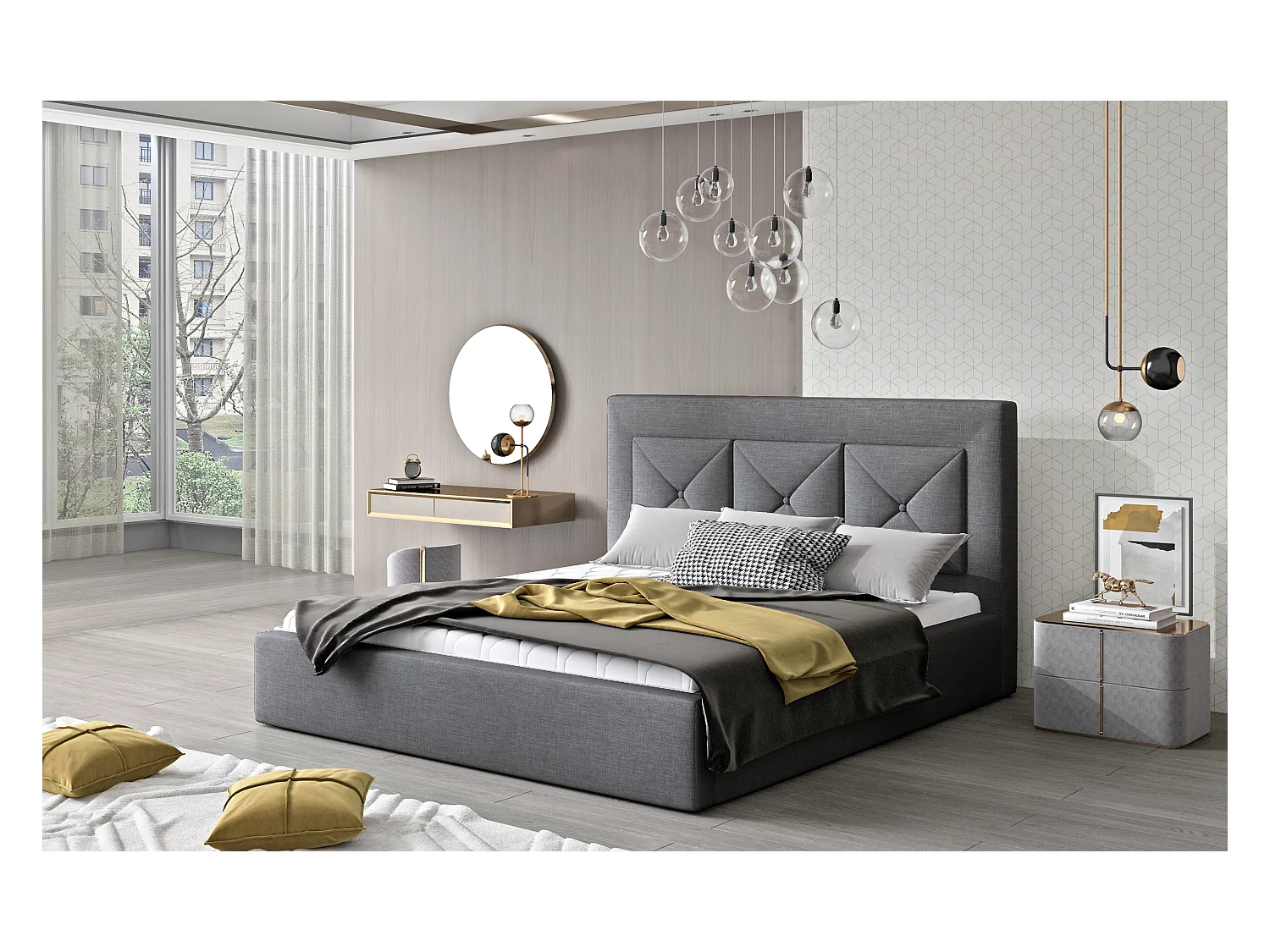 Letto Smart M (160x200)/Tessuto-Grigio
