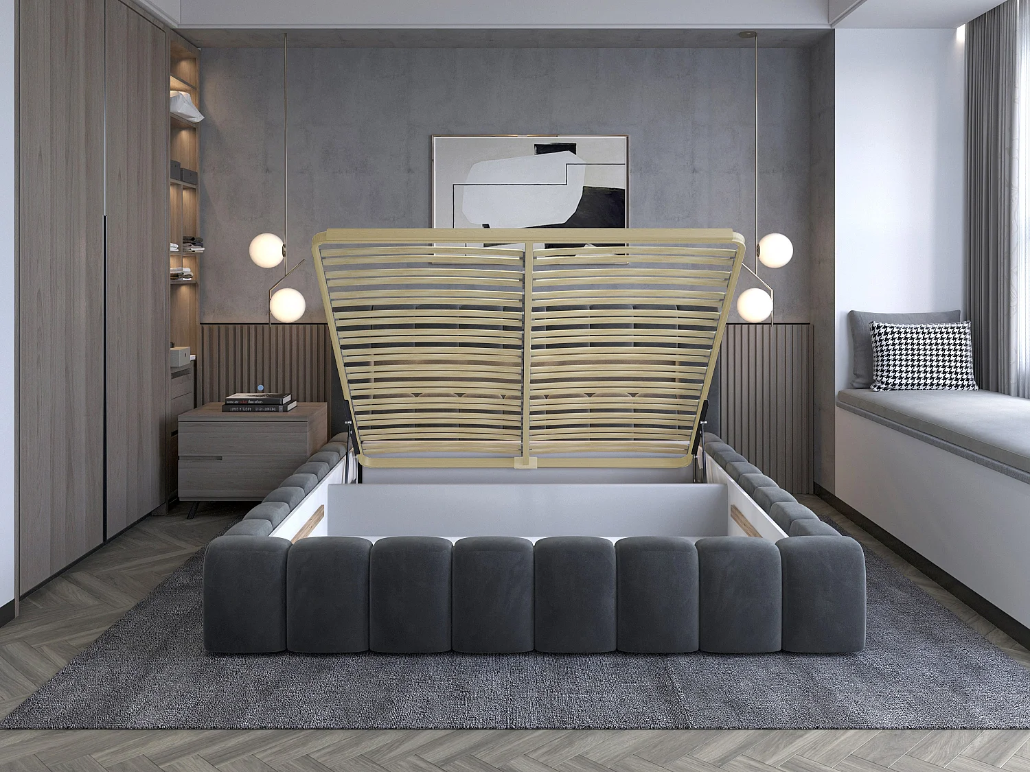 Bett Hero  L (180x200)/Stoff-Grün