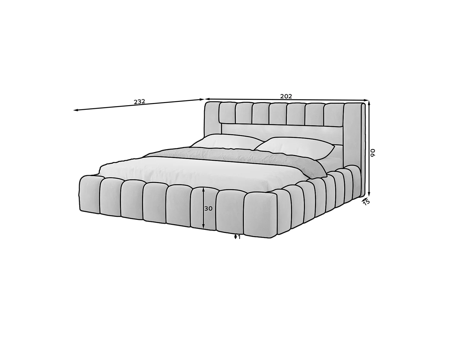 Bett Hero  L (180x200)/Stoff-Gelb