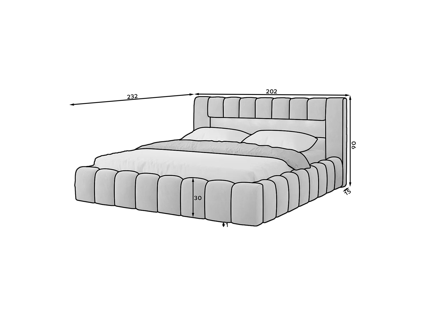 Bett Hero  L (180x200)/Stoff-Gelb