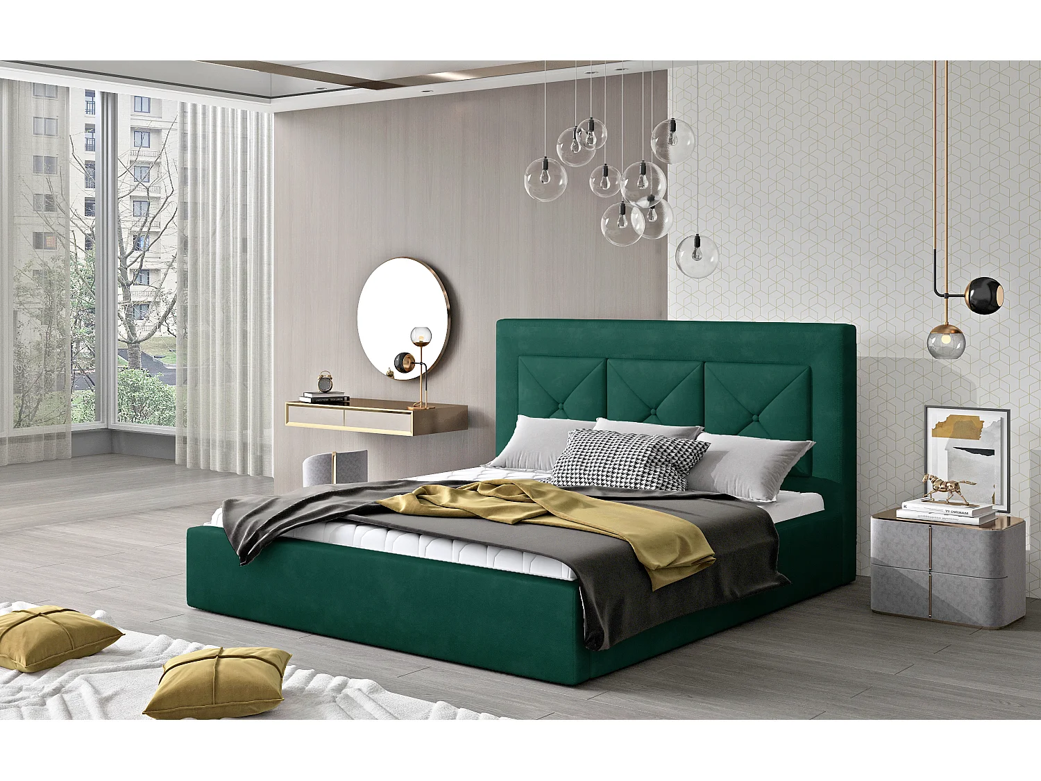 Smart L bed (180x200)/Stof-Groen