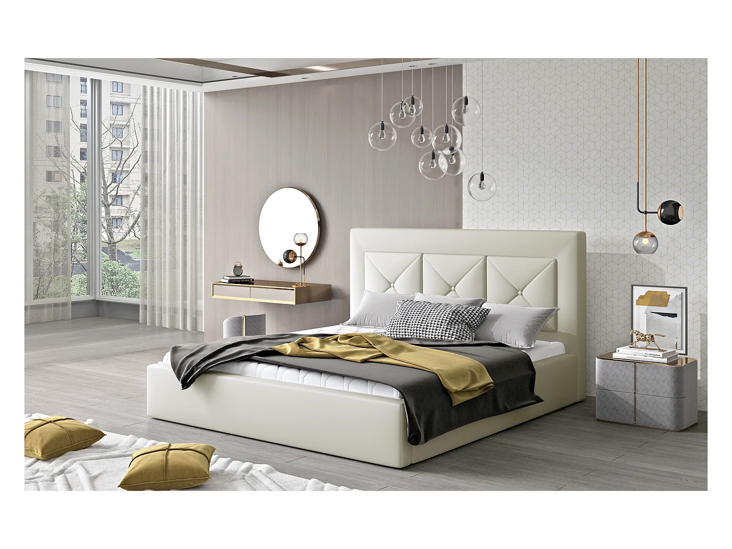 Letto Smart XL (200x200)/Tessuto-Beige