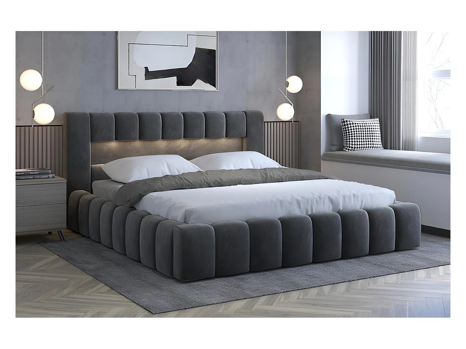 Lit Hero S (140x200)/Tissu/Anthracite