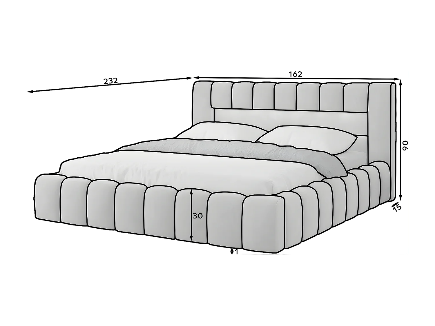 Bett Hero S (140x200)/Stoff/Anthrazit