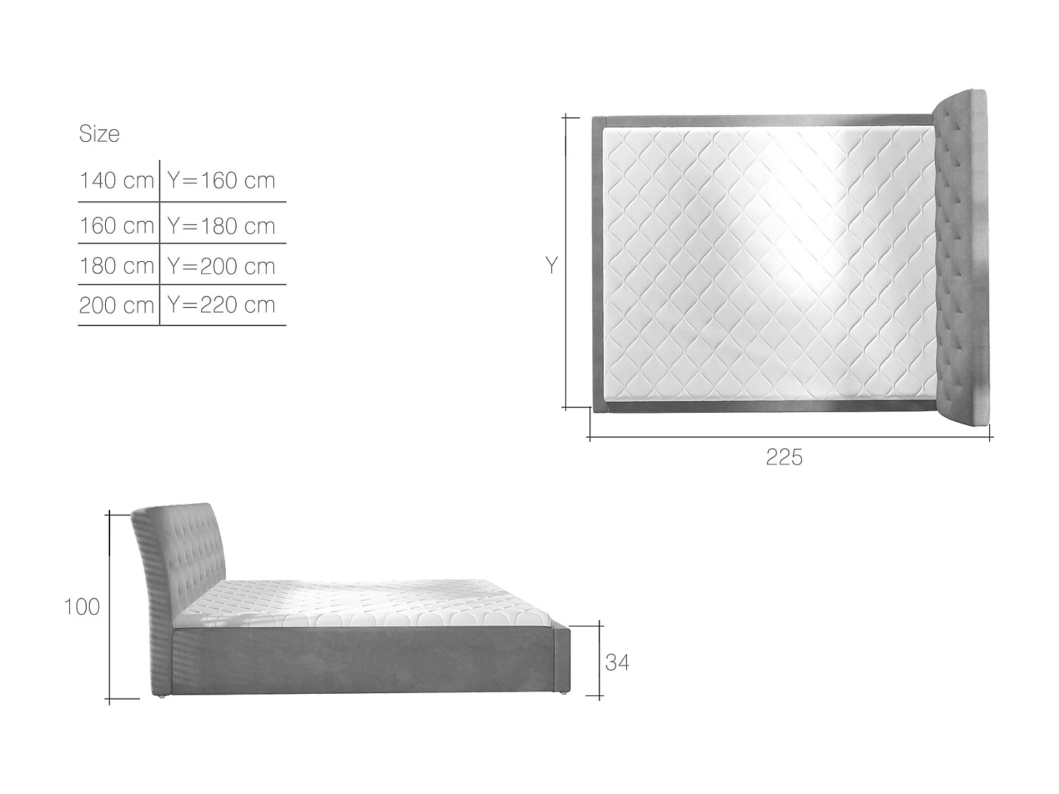 Letto Cicho M (160x200)/Tessuto-Beige