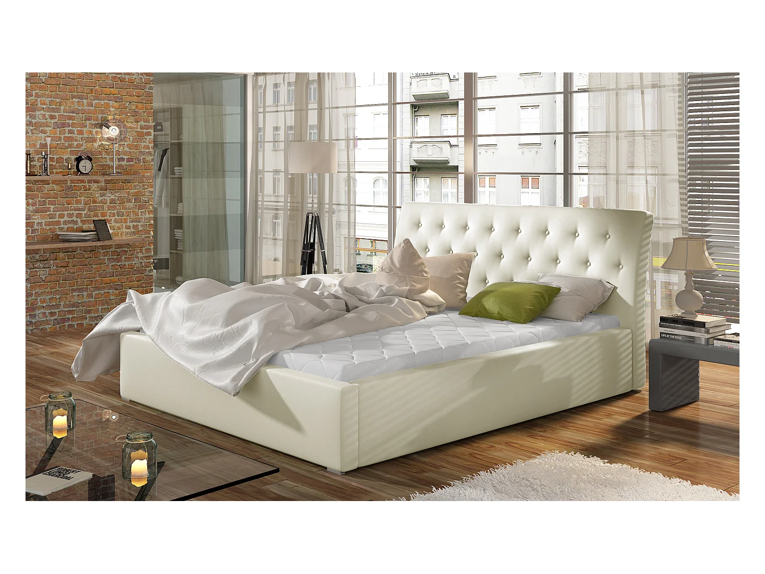 Lit Cicho M (160x200)/Tissu-Beige