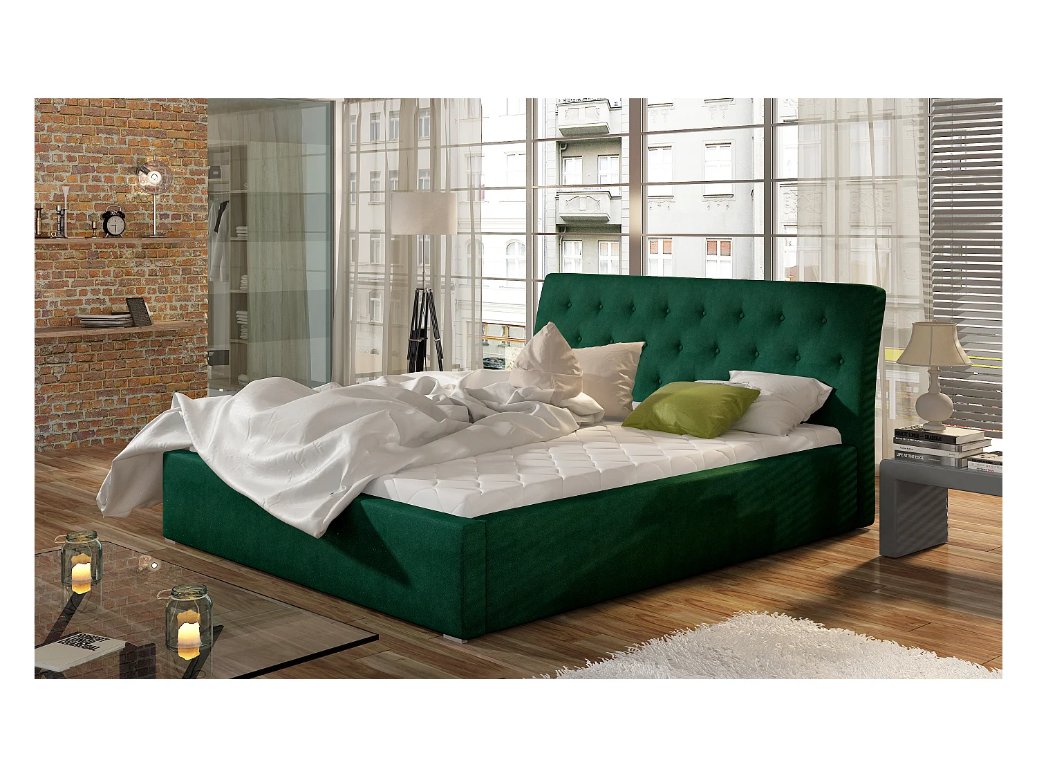 Lit Cicho XL (200x200)/Tissu-Vert