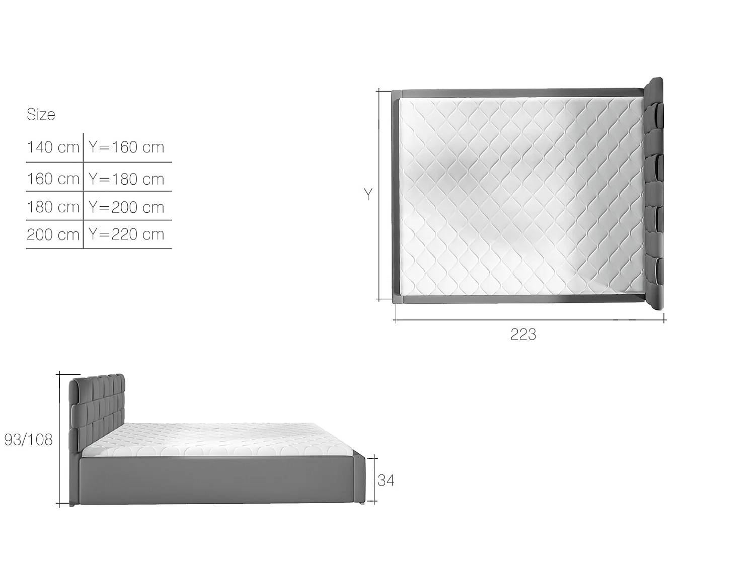 Letto Wesly XL (200x200)/Tessuto-Verde