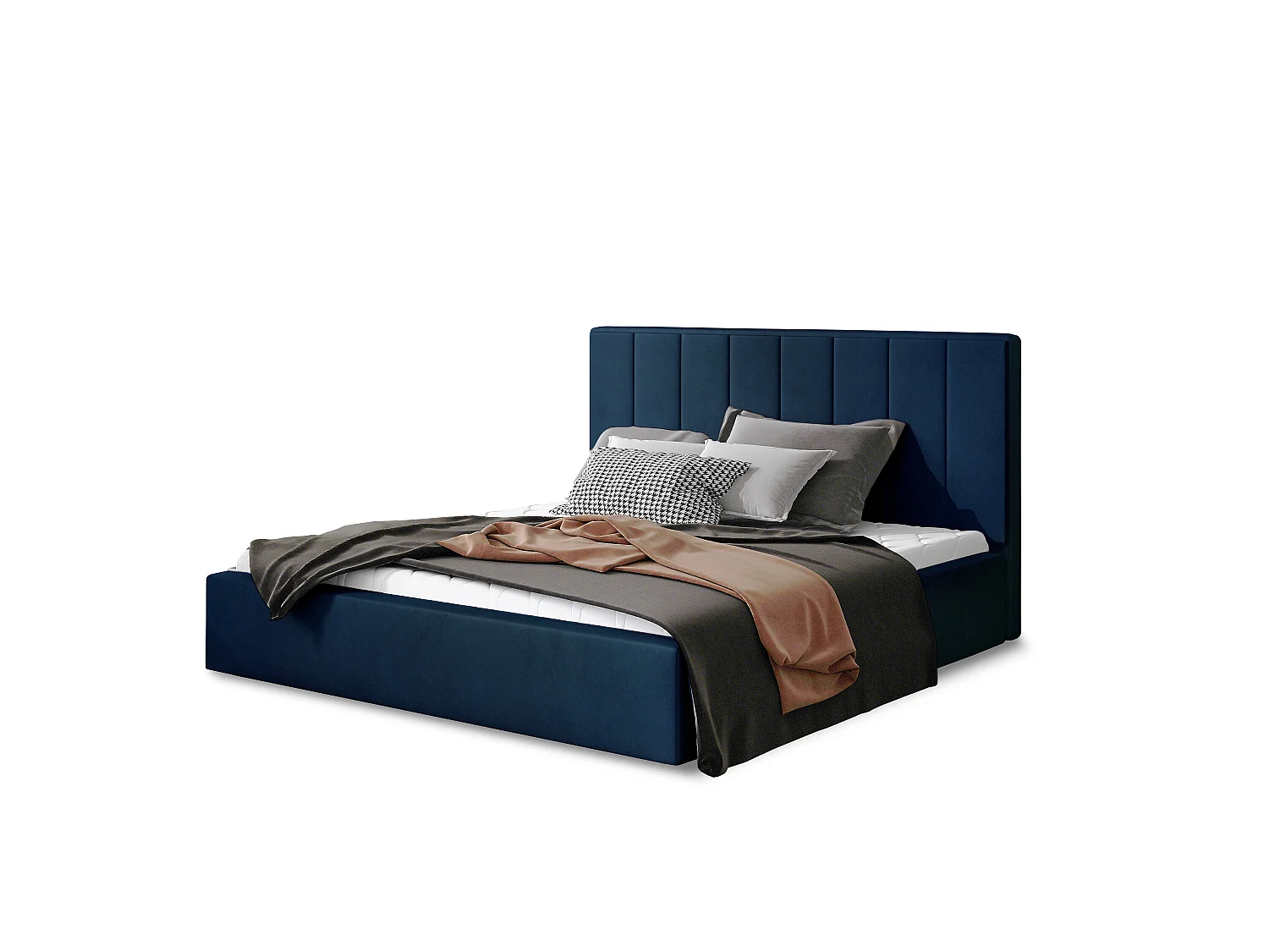Letto Yanno M-160x200/Tessuto/Blu