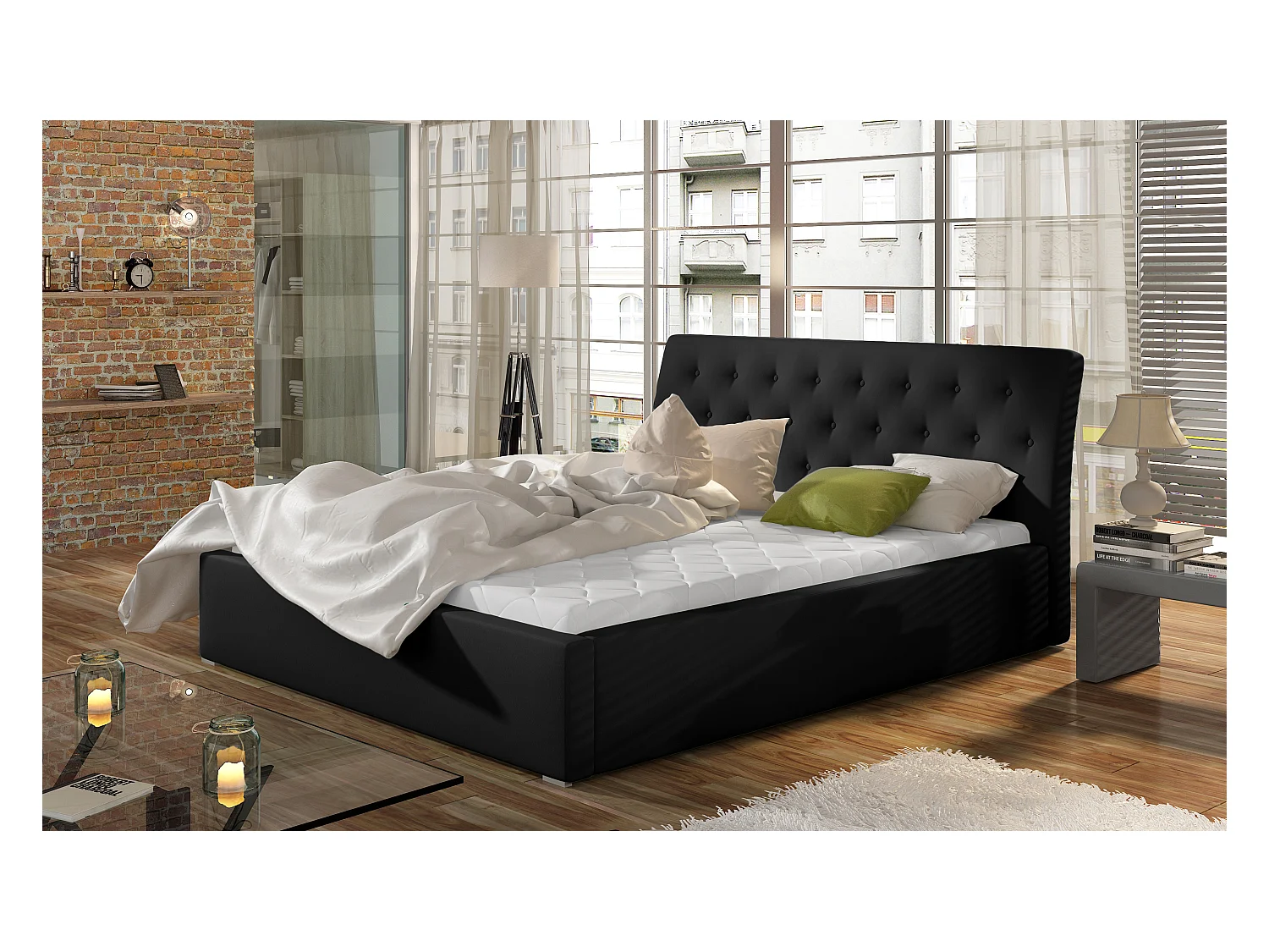 Lit Cicho XL (200x200)/Tissu-Noir