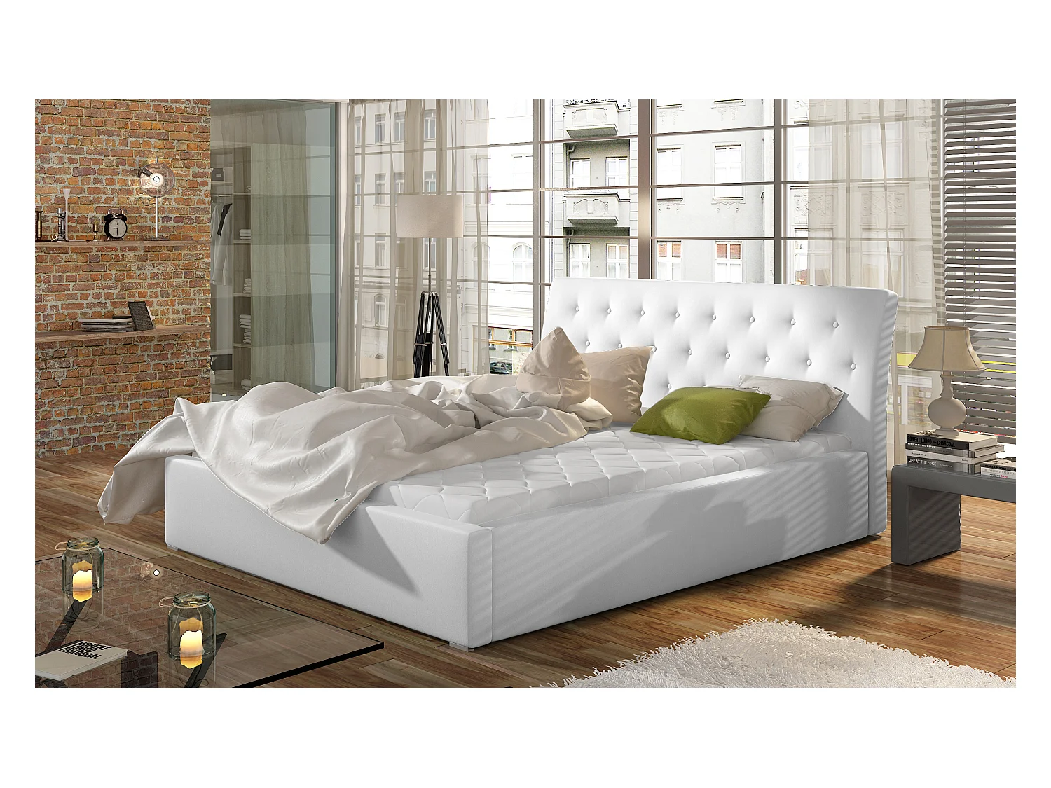 Bett Cicho S (140x200)/Stoff-Weiss