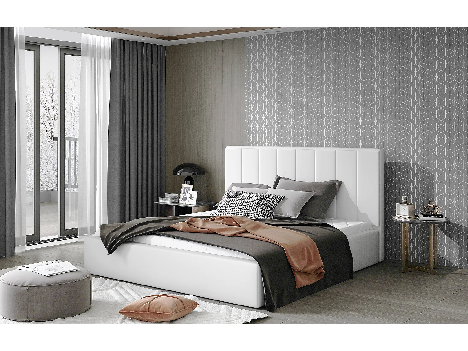 Letto Yanno XL-200x200/Tessuto/Blu