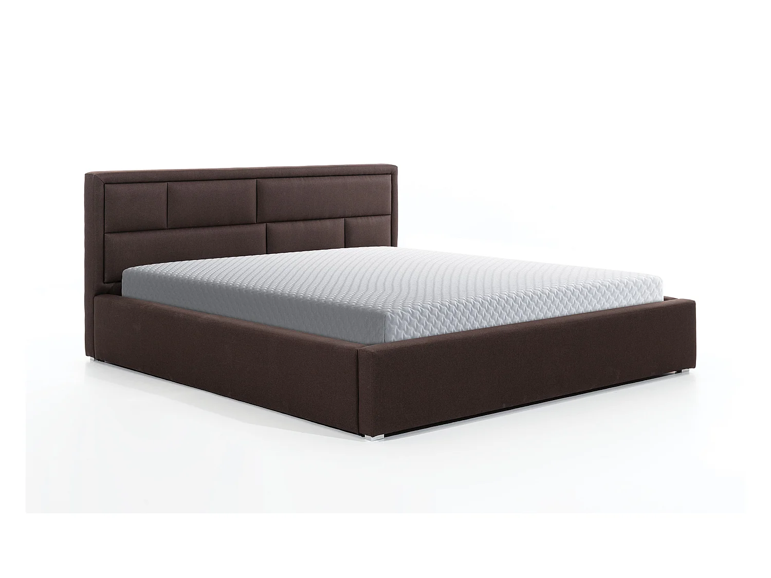 Bett Quadro M (160x200)/Stoff-Braun