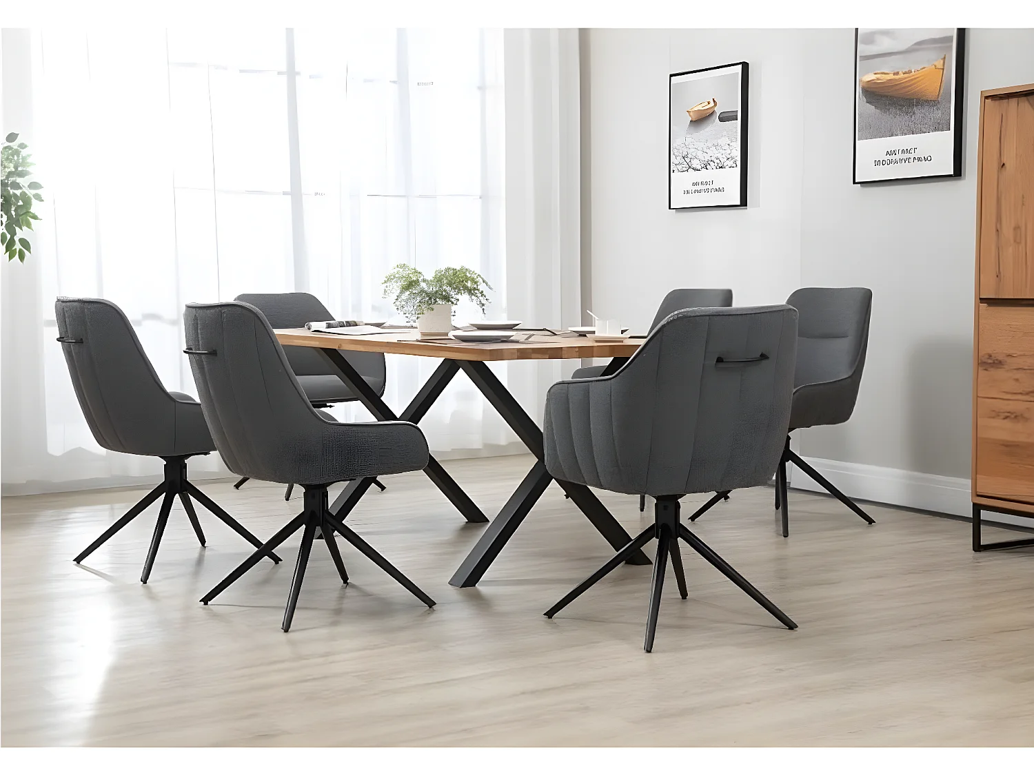 Stuhl Globus/Stoffbezug-Bouclé/Grau