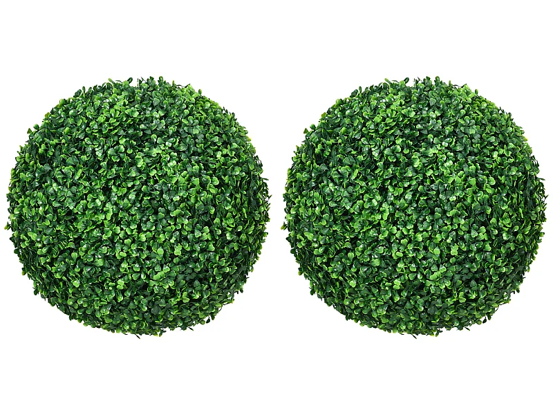 Lot de 2 buis artificiels topiaires artificielles en forme de boule Ø 40 cm PE vert