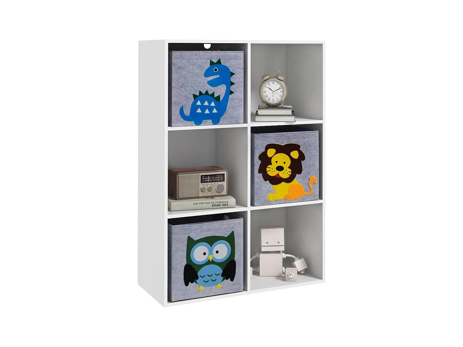Meuble de rangement jouets enfant étagère de jouet pour chambre d'enfant 6 casiers 3 tiroirs non tissé MDF blanc