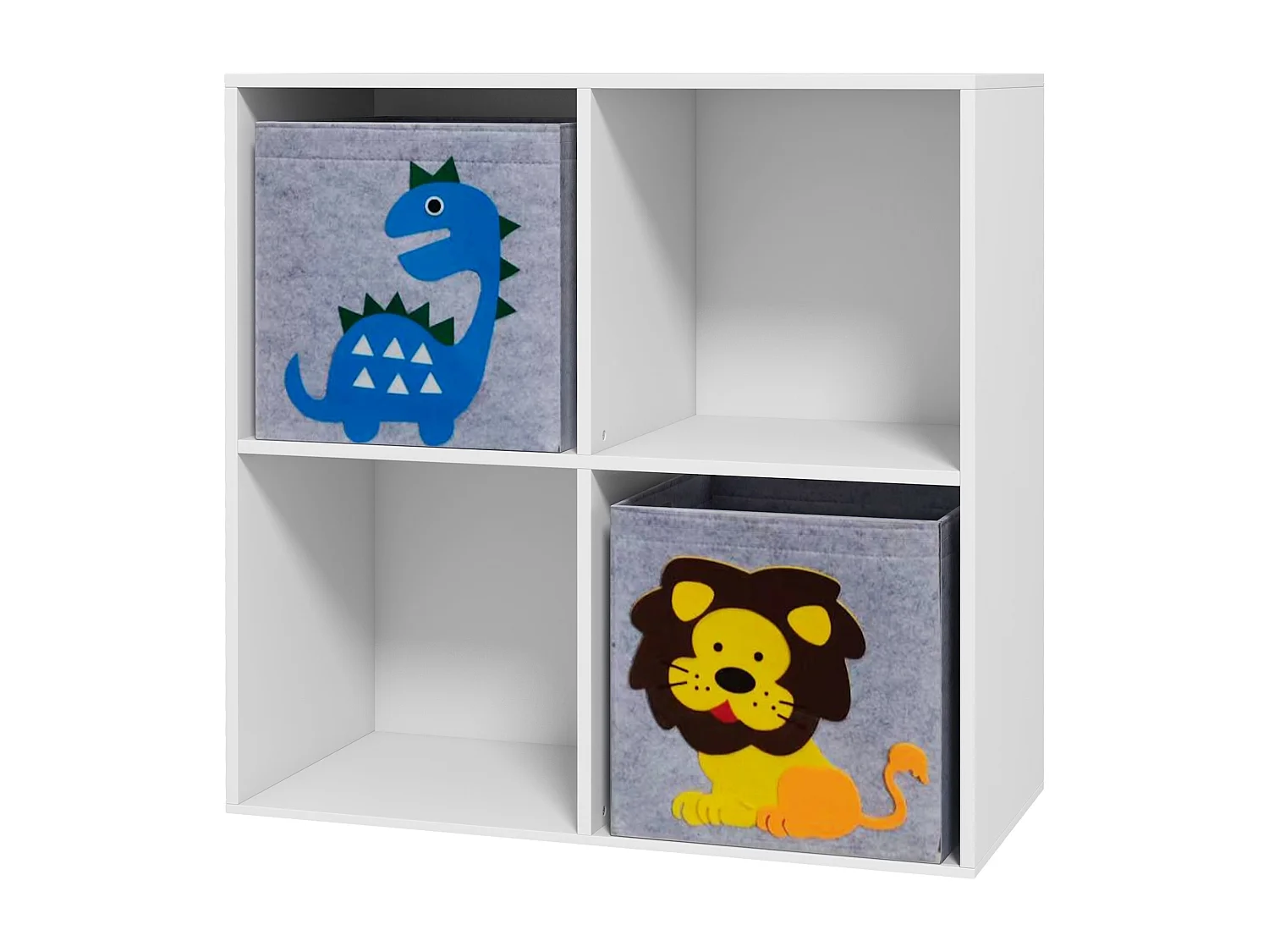 Meuble de rangement jouets enfant étagère de jouet pour chambre d'enfant 4 casiers 2 tiroirs non tissé MDF blanc