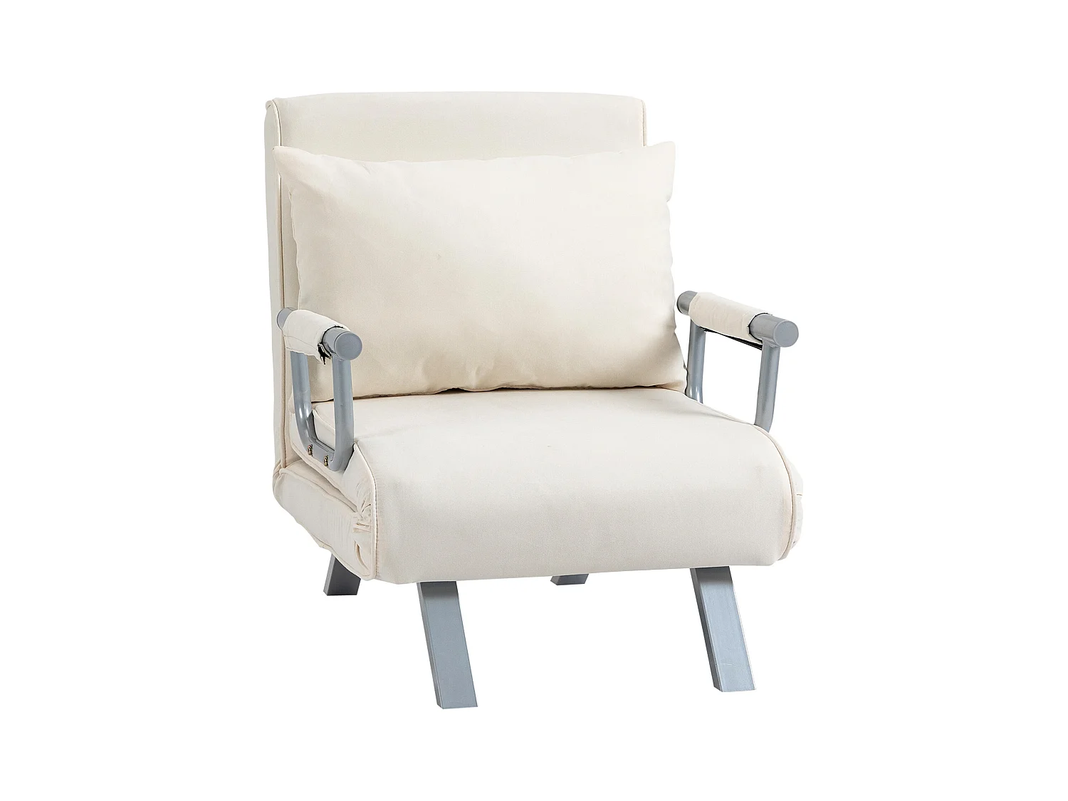 Fauteuil chauffeuse canapé-lit convertible 1 place déhoussable grand confort coussin pieds accoudoirs métal suède