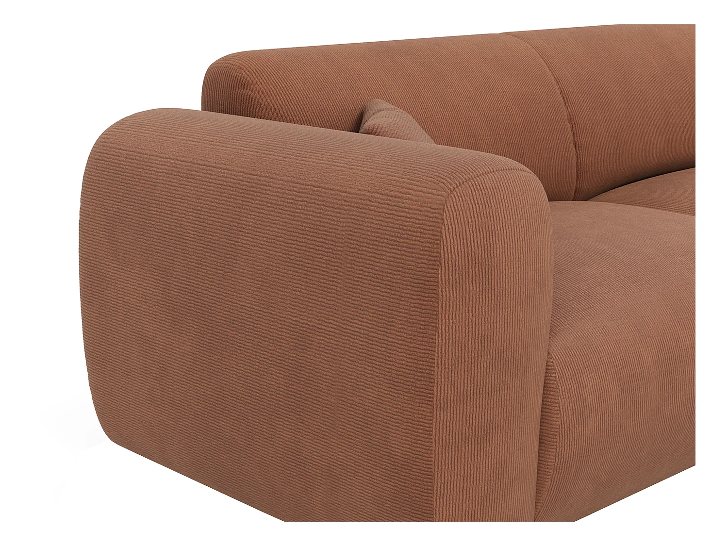 Großes Ecksofa - Ecke rechts - Samt-Stoff - Terracotta - POGNI von Maison Céphy