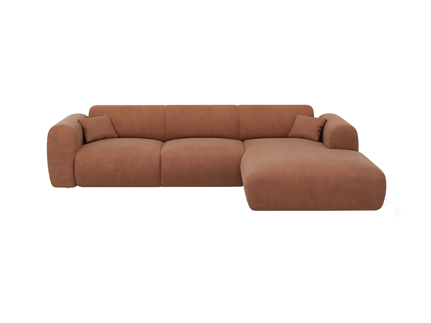 Großes Ecksofa - Ecke rechts - Samt-Stoff - Terracotta - POGNI von Maison Céphy