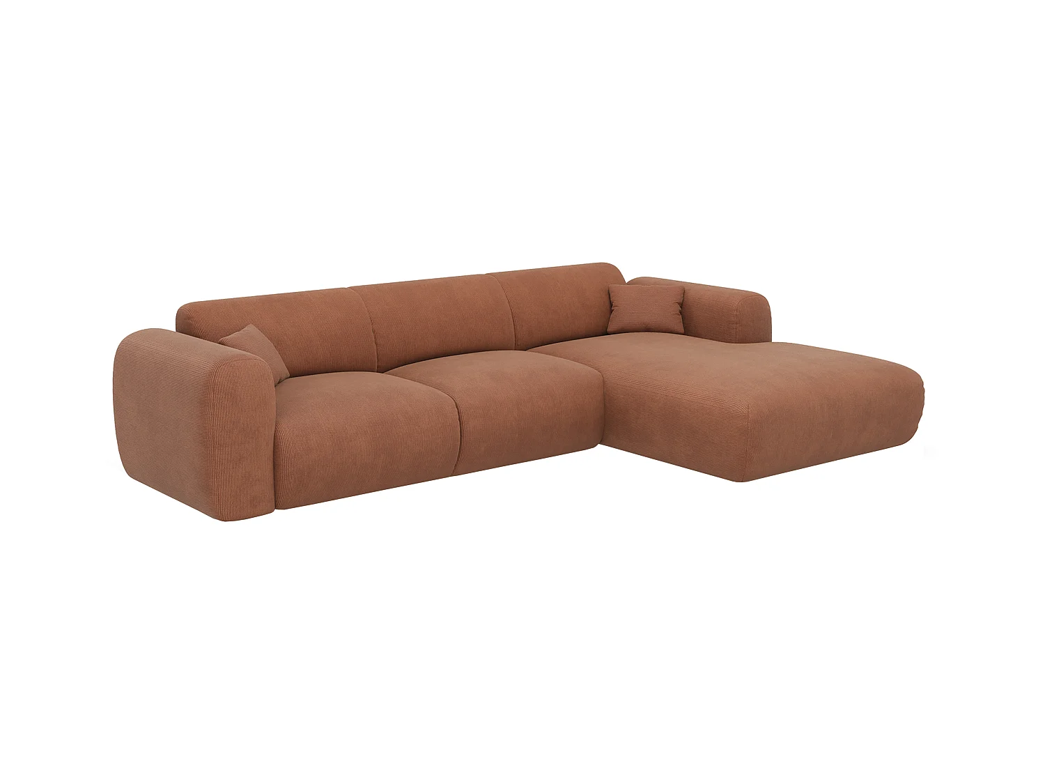 Großes Ecksofa - Ecke rechts - Samt-Stoff - Terracotta - POGNI von Maison Céphy