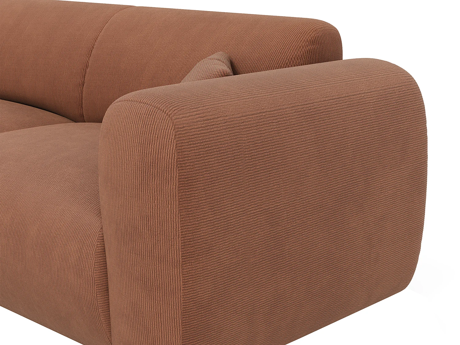 Kanapa narożna lewostronna dużych rozmiarów z teksturowaną terakotową tapicerką - POGNI marki Maison Céphy