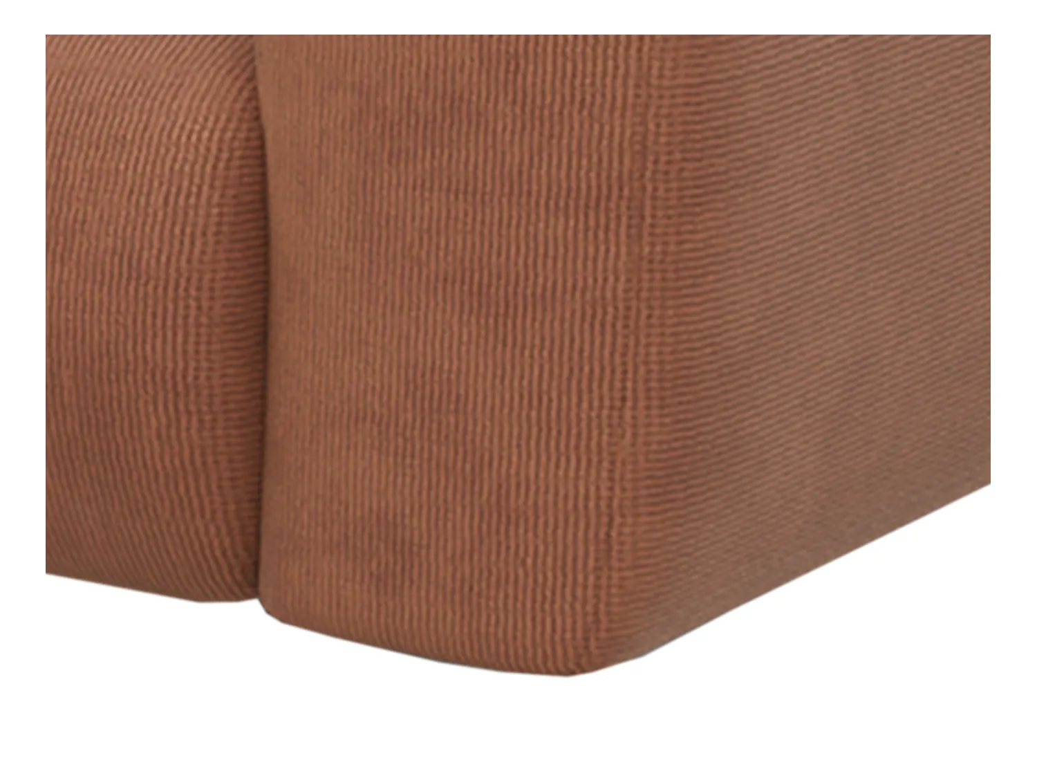 Grote hoekbank met hoek links van terracottakleurige stof met structuur POGNI van Maison Céphy