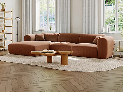 Grande divano in Velluto a coste sottili Terracotta - Angolo a sinistra - POGNI della Maison Céphy