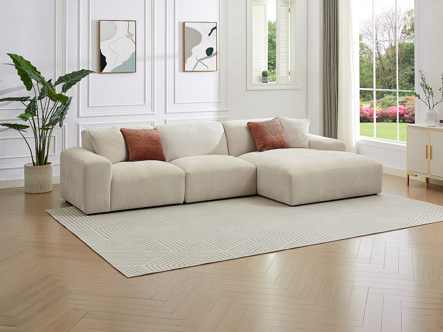 Vente-unique Großes Ecksofa - Ecke Rechts - Cord - Beige - Tirono Von Maison Céphy