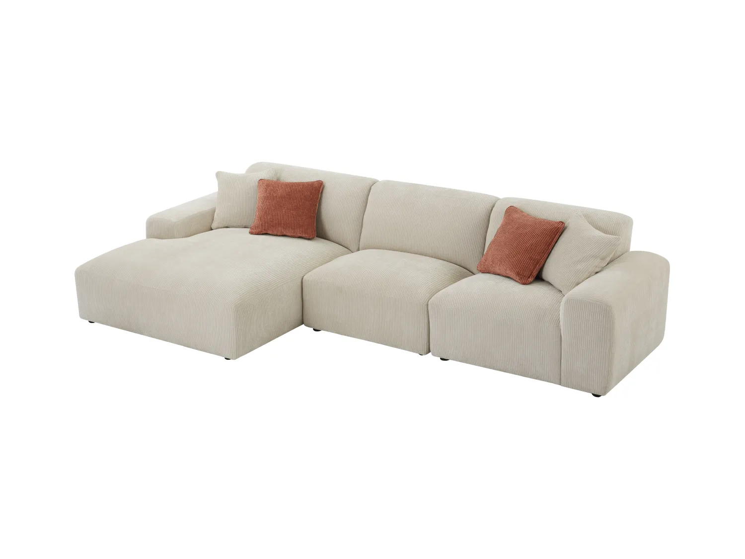 Großer Ecksofa - Ecke links - Cord - Beige - TIRONO von Maison Céphy