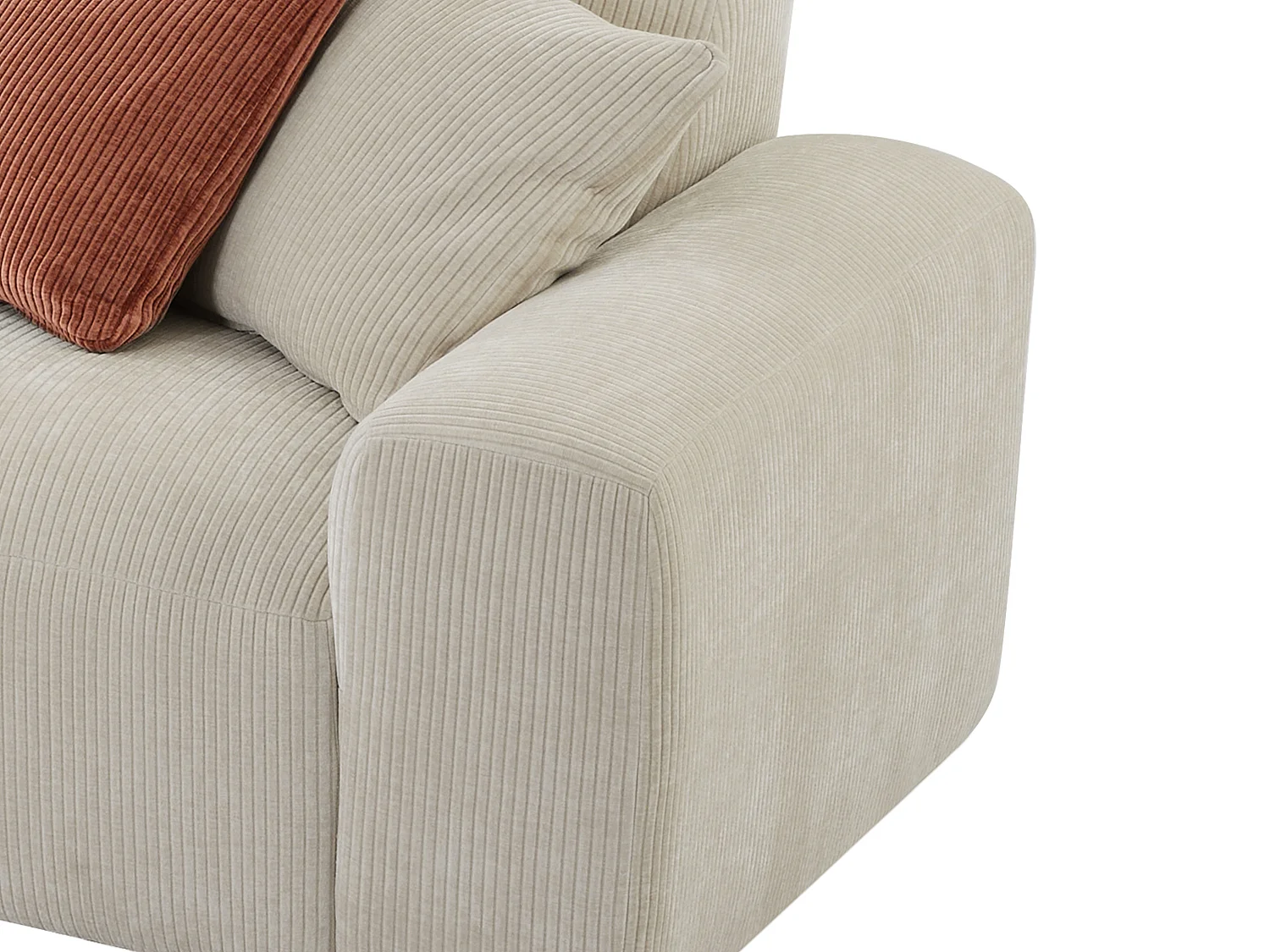 Grote hoekbank met hoek links van beige ribfluweel TIRONO van Maison Céphy