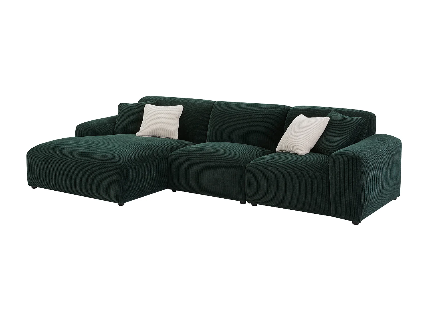 Stor vänster hörnsoffa i sammetskord mörkgrön sammetstyg TIRONO från Maison Céphy