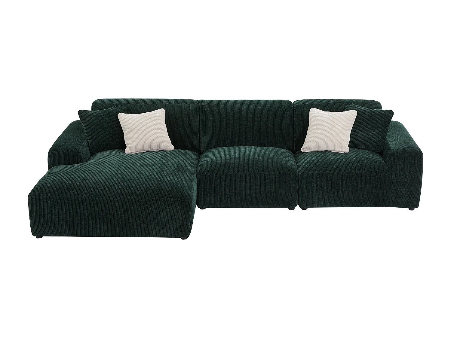 Stor vänster hörnsoffa i sammetskord mörkgrön sammetstyg TIRONO från Maison Céphy