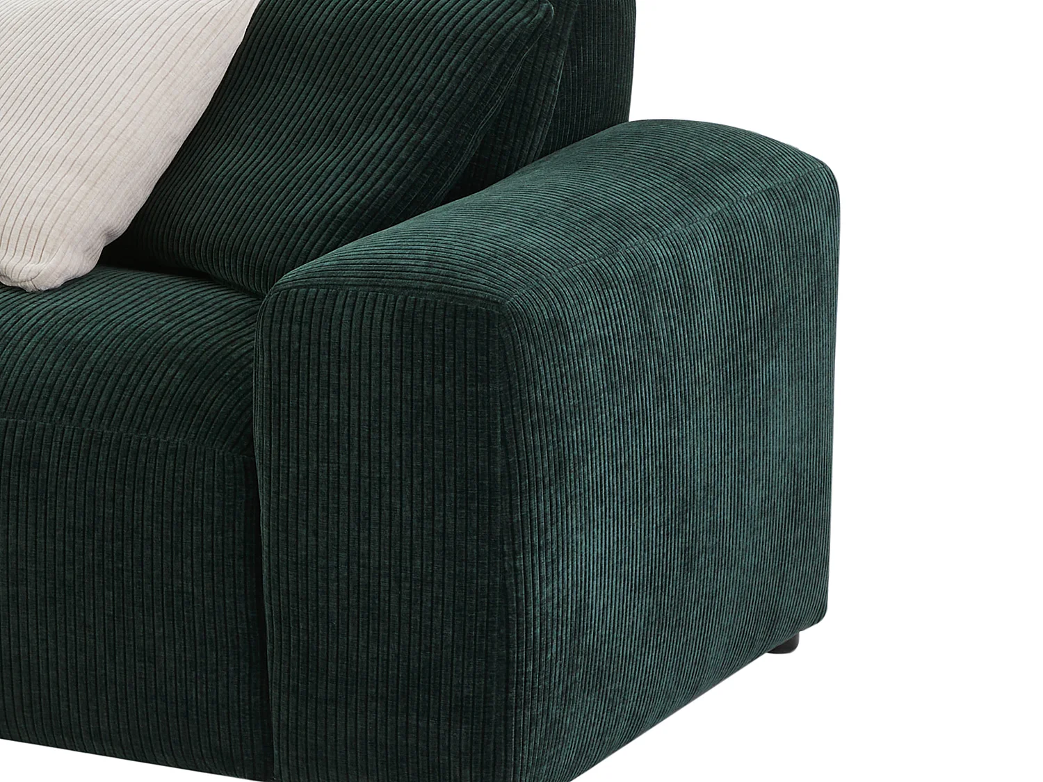 Stor vänster hörnsoffa i sammetskord mörkgrön sammetstyg TIRONO från Maison Céphy