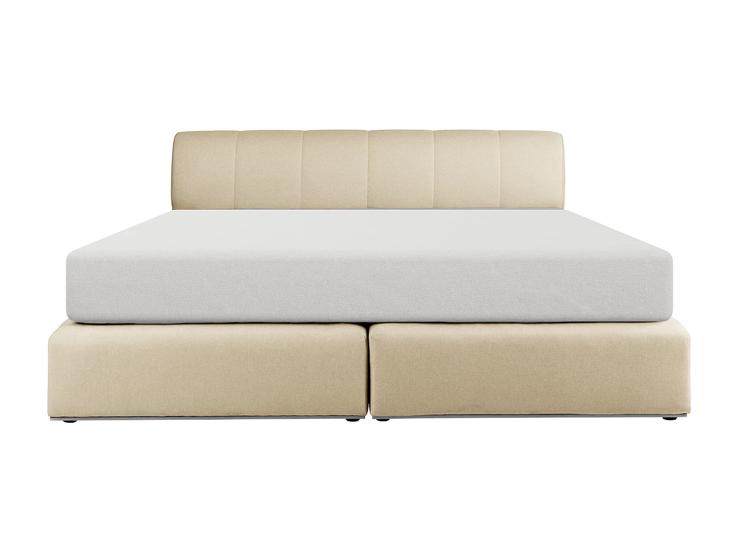 Complete set met boxspring en hoofdbord – Met bedbodem – Met ledverlichting – Met matras – 160 x 200 cm – Stoffen bekleding – Beige – OTARU van YSMÉE