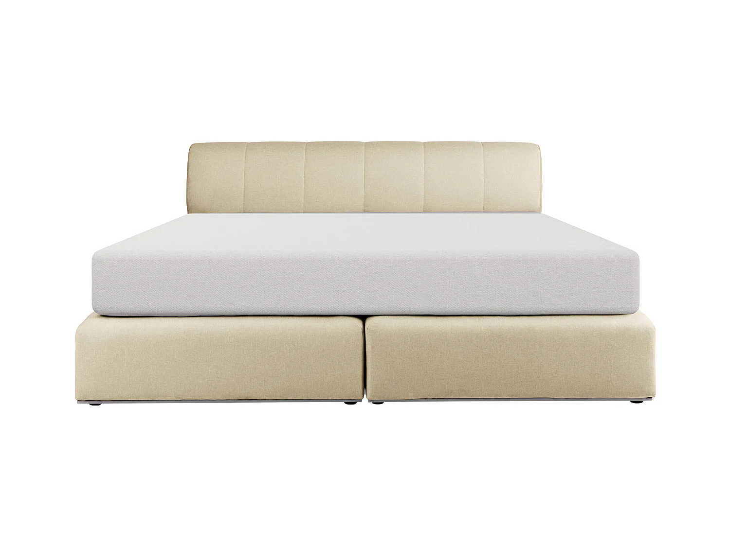 Ensemble complet boxspring tête de lit + sommier avec leds + matelas - 180 x 200 cm - Tissu - Beige - OTARU de YSMÉE