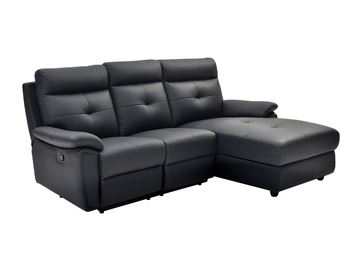 Eckrelaxsofa - Ecke rechts - Leder - Schwarz - VINETA günstig online kaufen