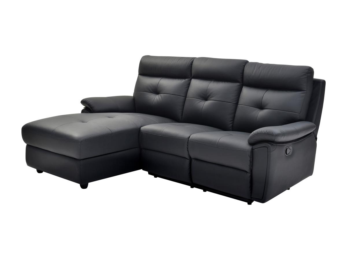 Eckrelaxsofa - Ecke links - Leder - Schwarz - VINETA günstig online kaufen