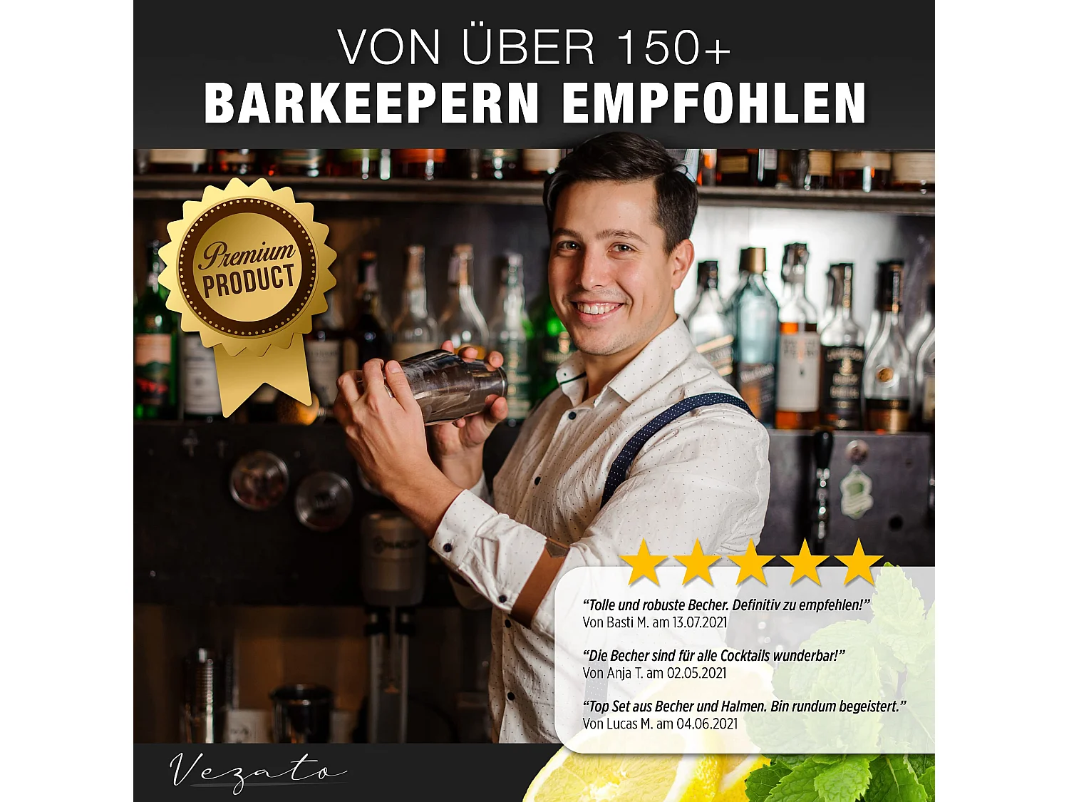 Vezato Moscow-Mule-Becher [500ml] – Gehämmerte