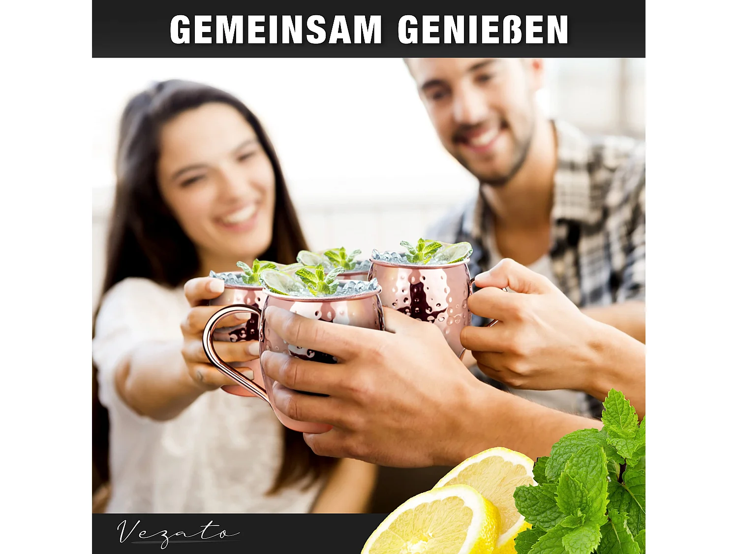 Vezato Moscow-Mule-Becher [500ml] – Gehämmerte