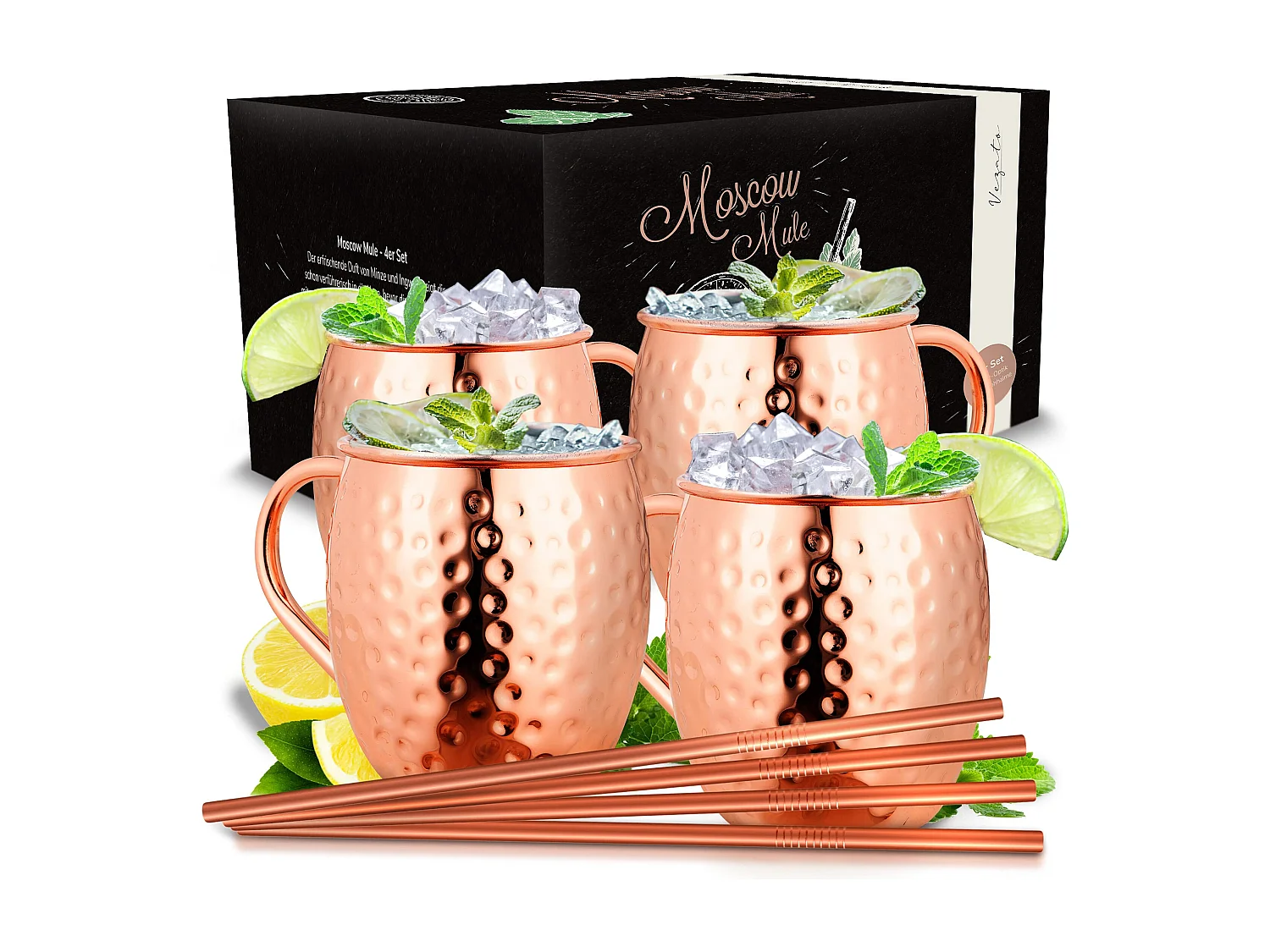Vezato Moscow-Mule-Becher [500ml] – Gehämmerte