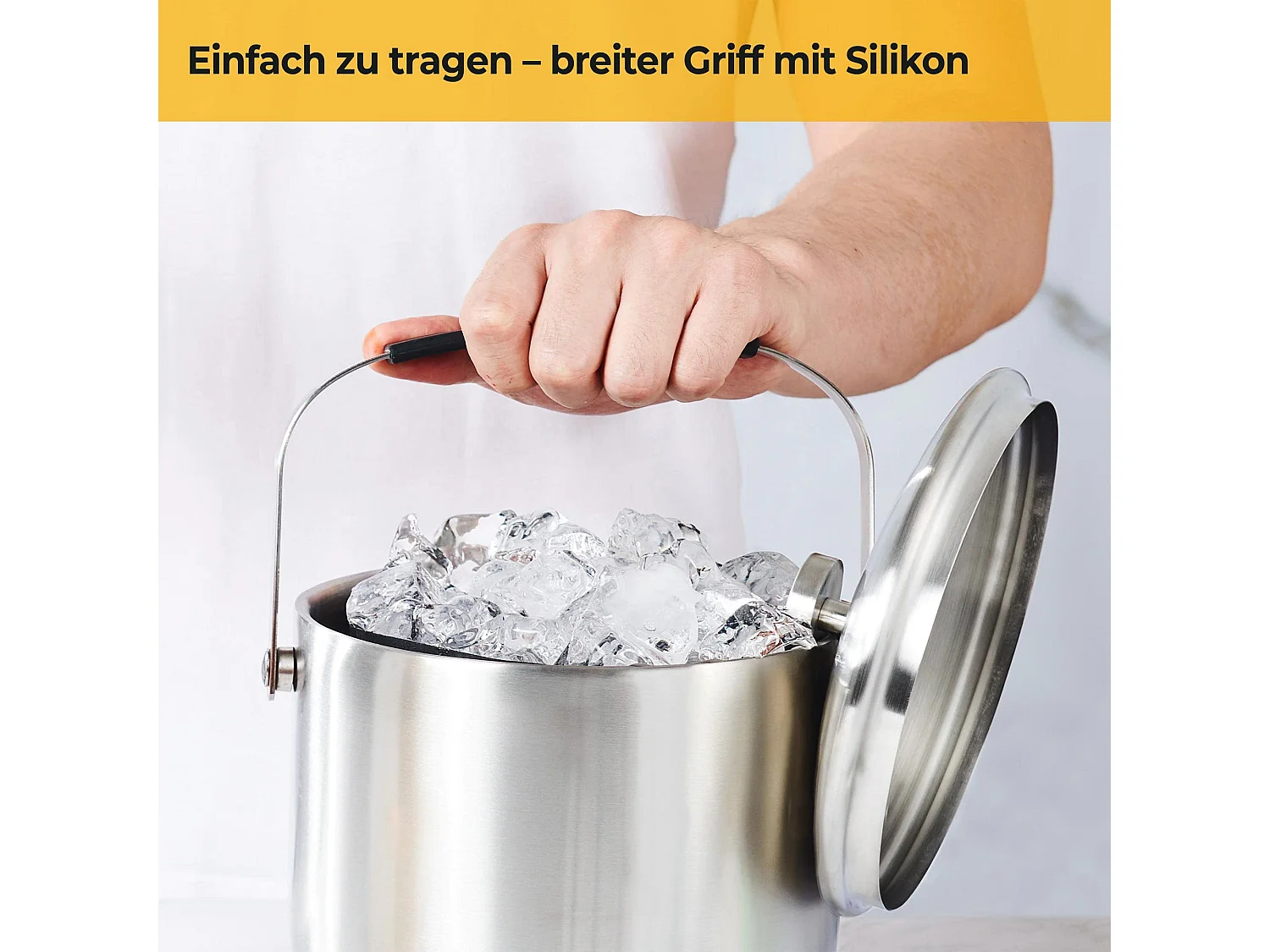 SILBERTHAL Großer Eiseimer 3L mit Deckel und Zange