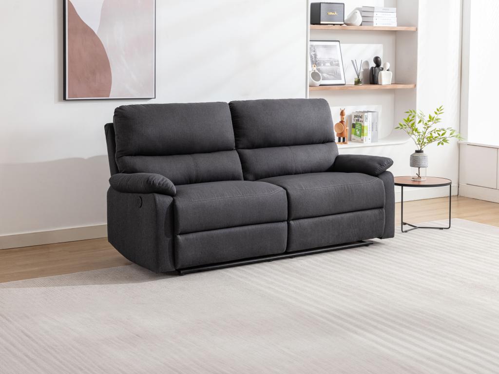 Relaxsofa elektrisch 3-Sitzer - Stoff - Anthrazit - LUNANO günstig online kaufen