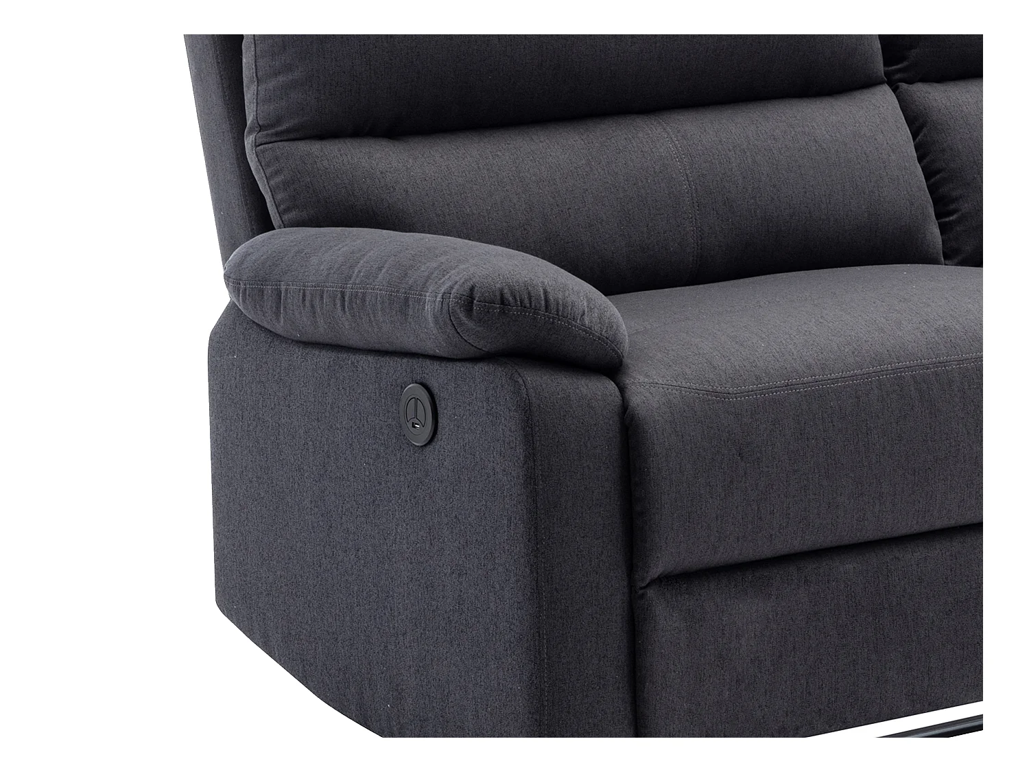 Kanapa 3-osobowa z elektryczną funkcją relax i antracytową tapicerką - LUNANO