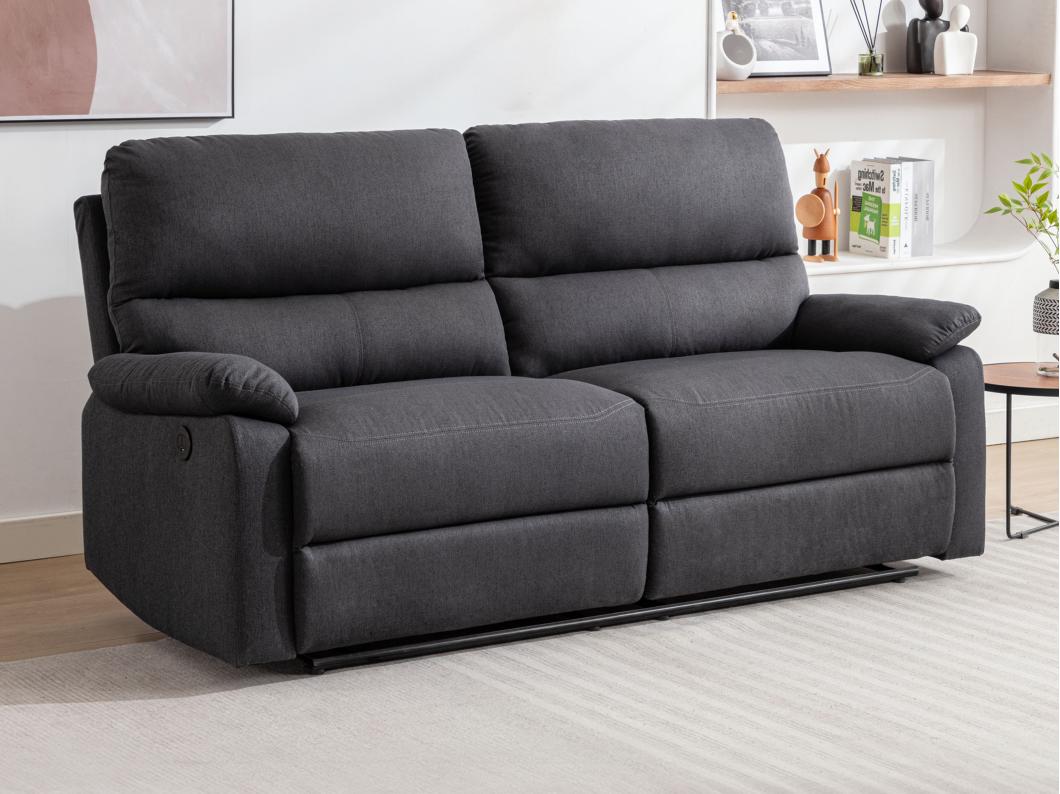 Relaxsofa elektrisch 3-Sitzer - Stoff - Anthrazit - LUNANO