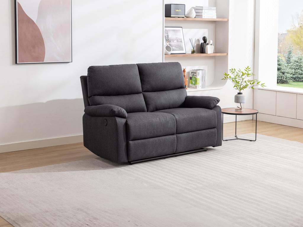 Relaxsofa elektrisch 2-Sitzer - Stoff - Anthrazit - LUNANO günstig online kaufen